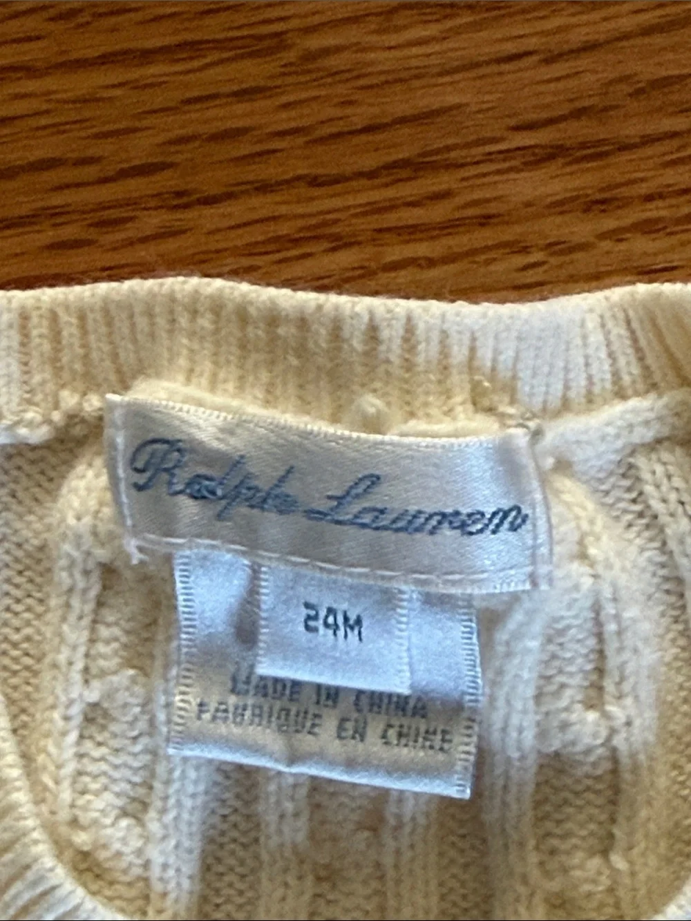 Ralph Lauren Cream Cable Knit Girl's Cardigan with Navy Pony